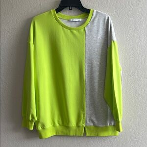 Like New! By Egreis Lime Green and Gray Color block Sweatshirt in Size M